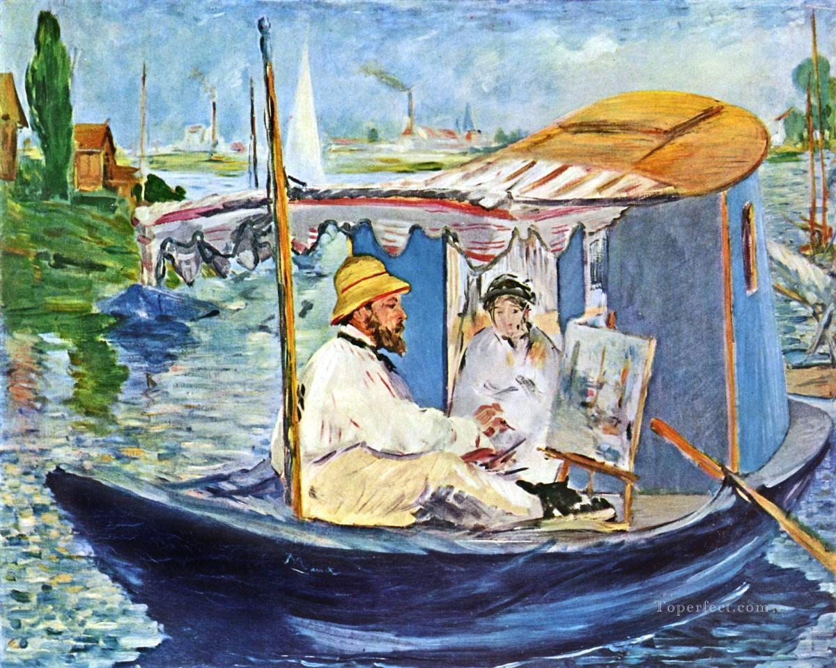 Monet in his Studio Boat 2 Eduard Manet Oil Paintings